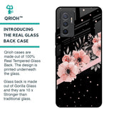 Floral Black Band Glass Case For Vivo V23e 5G