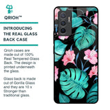 Tropical Leaves & Pink Flowers Glass Case for Vivo V23e 5G