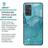 Blue Golden Glitter Glass Case for Vivo V23e 5G