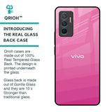 Pink Ribbon Caddy Glass Case for Vivo V23e 5G