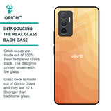 Orange Curve Pattern Glass Case for Vivo V23e 5G