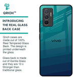 Green Triangle Pattern Glass Case for Vivo V23e 5G