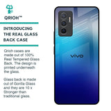 Blue Rhombus Pattern Glass Case for Vivo V23e 5G