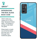 Pink & White Stripes Glass Case For Vivo V23e 5G