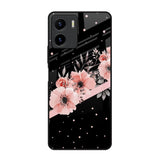 Floral Black Band Vivo Y15s Glass Back Cover Online