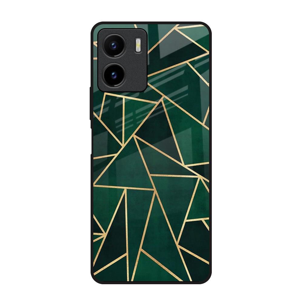 Abstract Green Vivo Y15s Glass Back Cover Online