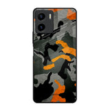 Camouflage Orange Vivo Y15s Glass Back Cover Online