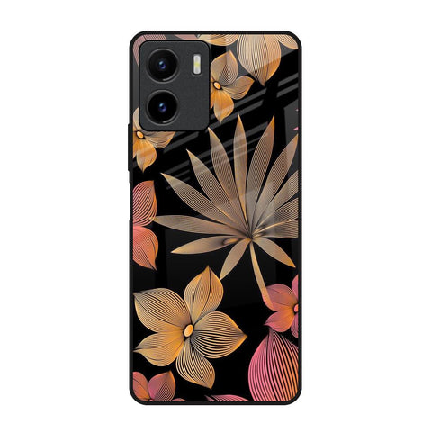 Lines Pattern Flowers Vivo Y15s Glass Back Cover Online