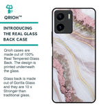 Pink & Gold Gllitter Marble Glass Case for Vivo Y15s