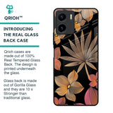 Lines Pattern Flowers Glass Case for Vivo Y15s