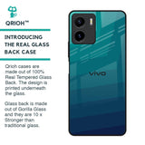 Green Triangle Pattern Glass Case for Vivo Y15s