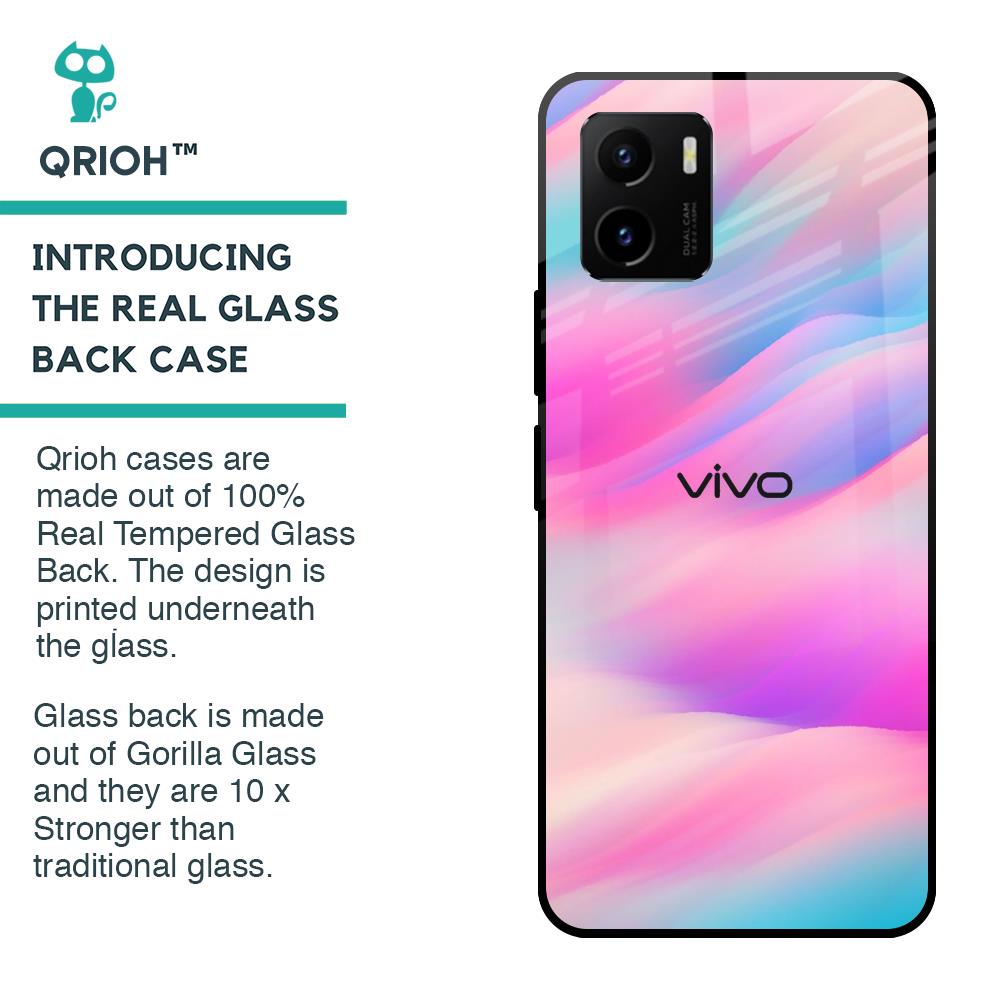 Colorful Waves Glass case for Vivo Y15s