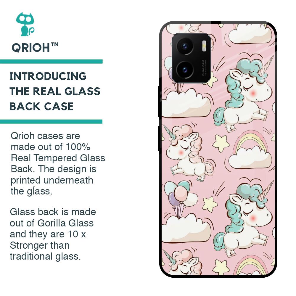 Balloon Unicorn Glass case for Vivo Y15s