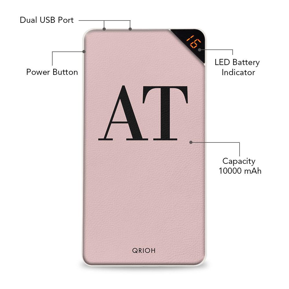 Fuchsia Initials Customized Power Bank