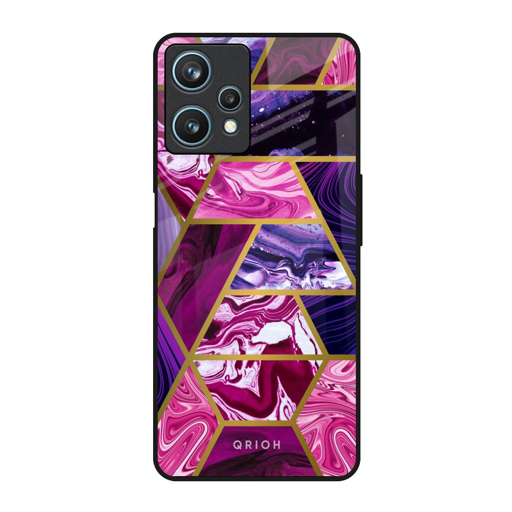 Electroplated Geometric Marble Realme 9 Pro 5G Glass Back Cover Online
