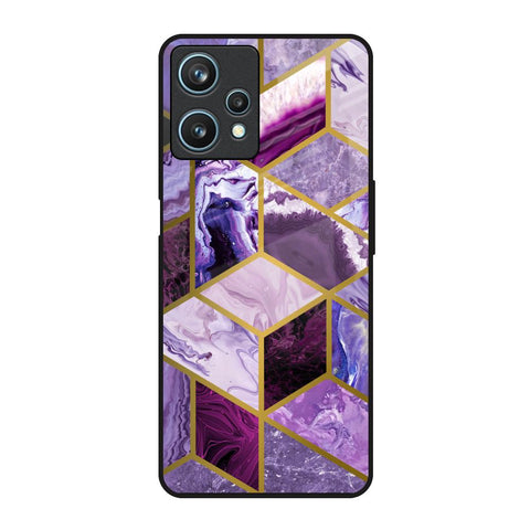 Purple Rhombus Marble Realme 9 Pro 5G Glass Back Cover Online