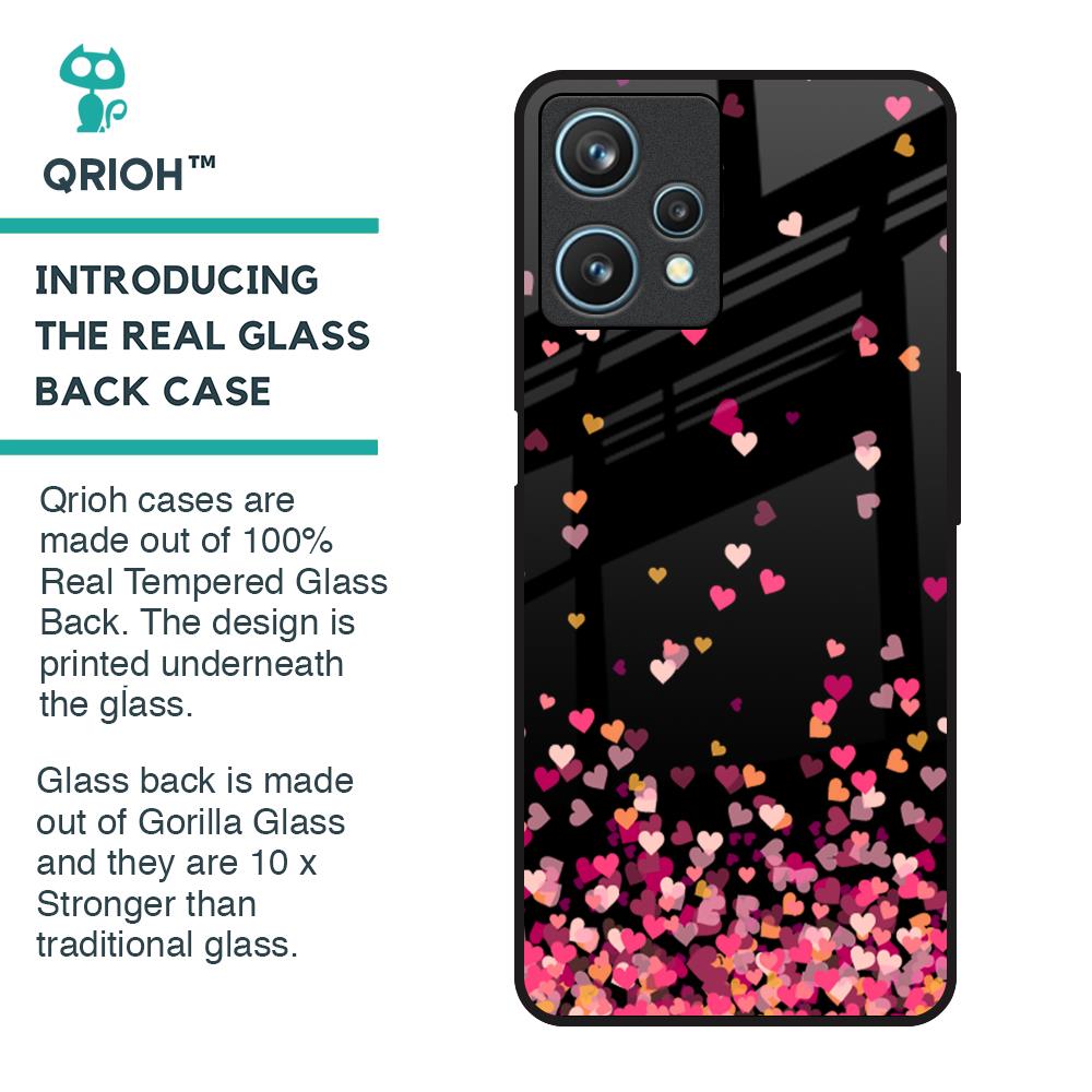 Heart Rain Fall Glass Case For Realme 9 Pro 5G