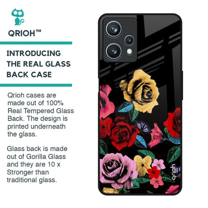 Floral Decorative Glass Case For Realme 9 Pro 5G