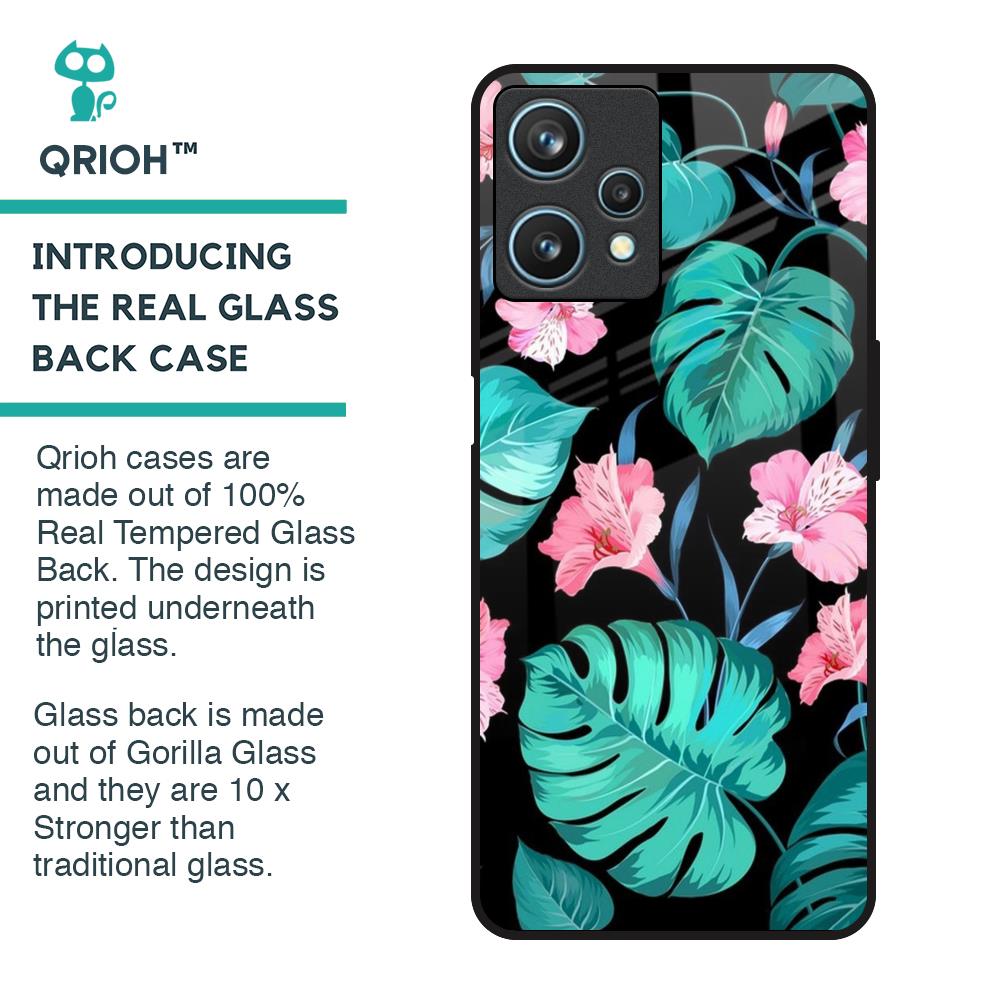 Tropical Leaves & Pink Flowers Glass Case for Realme 9 Pro 5G