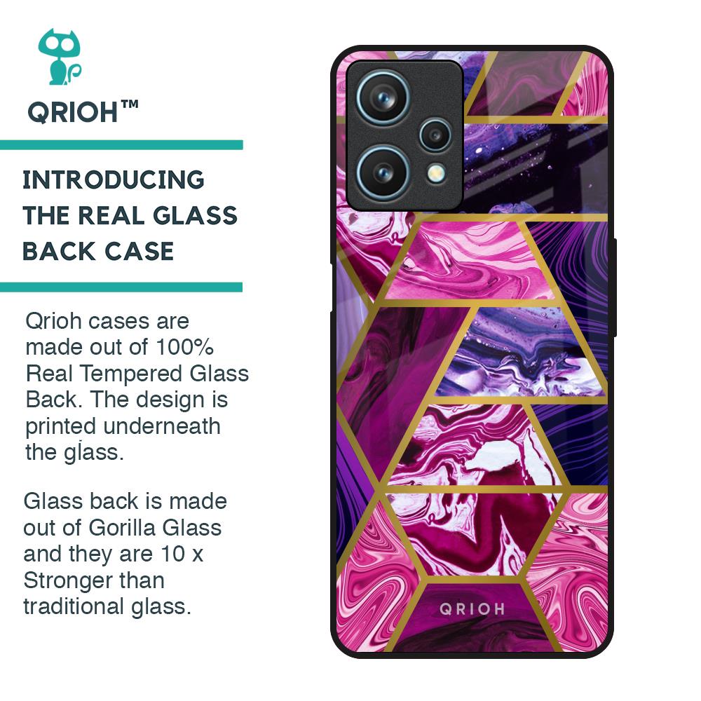 Electroplated Geometric Marble Glass Case for Realme 9 Pro 5G