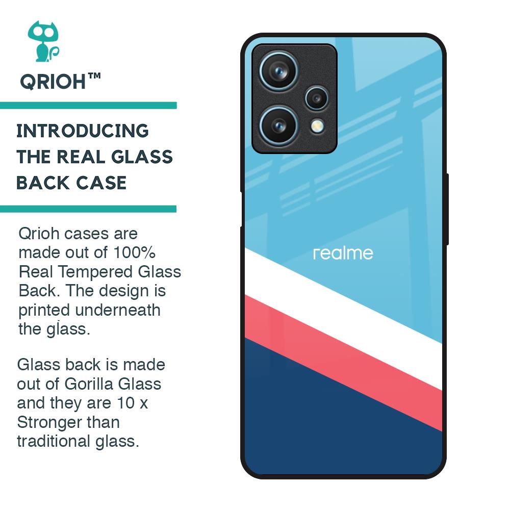 Pink & White Stripes Glass Case For Realme 9 Pro 5G