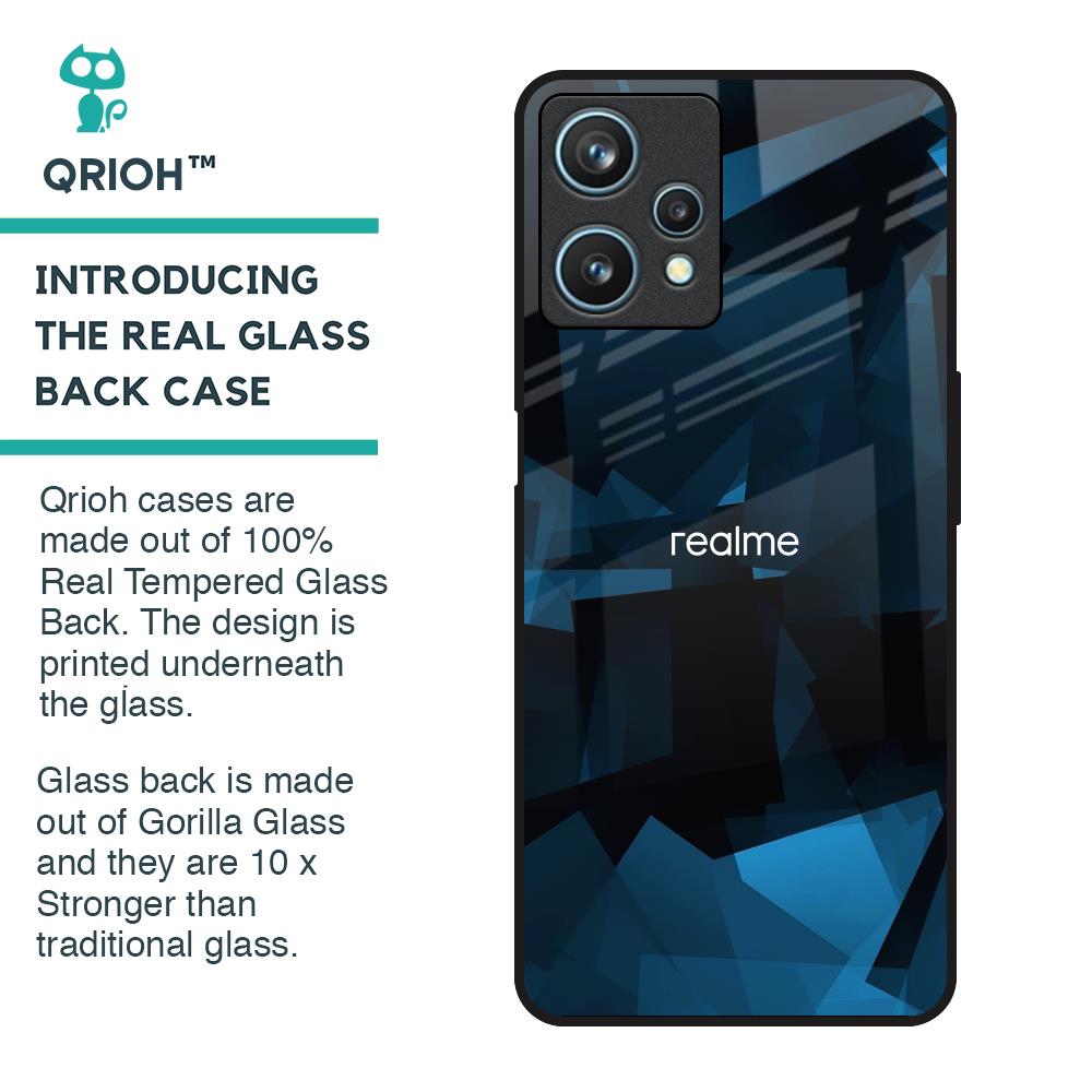 Polygonal Blue Box Glass Case For Realme 9 Pro 5G