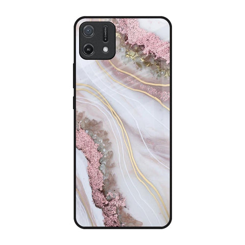 Pink & Gold Gllitter Marble Oppo A16K Glass Back Cover Online
