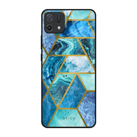 Turquoise Geometrical Marble Oppo A16K Glass Back Cover Online
