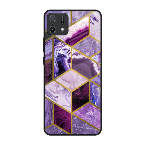 Purple Rhombus Marble Oppo A16K Glass Back Cover Online