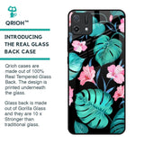 Tropical Leaves & Pink Flowers Glass Case for Oppo A16K