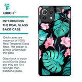 Tropical Leaves & Pink Flowers Glass Case for Mi 11 Lite NE 5G