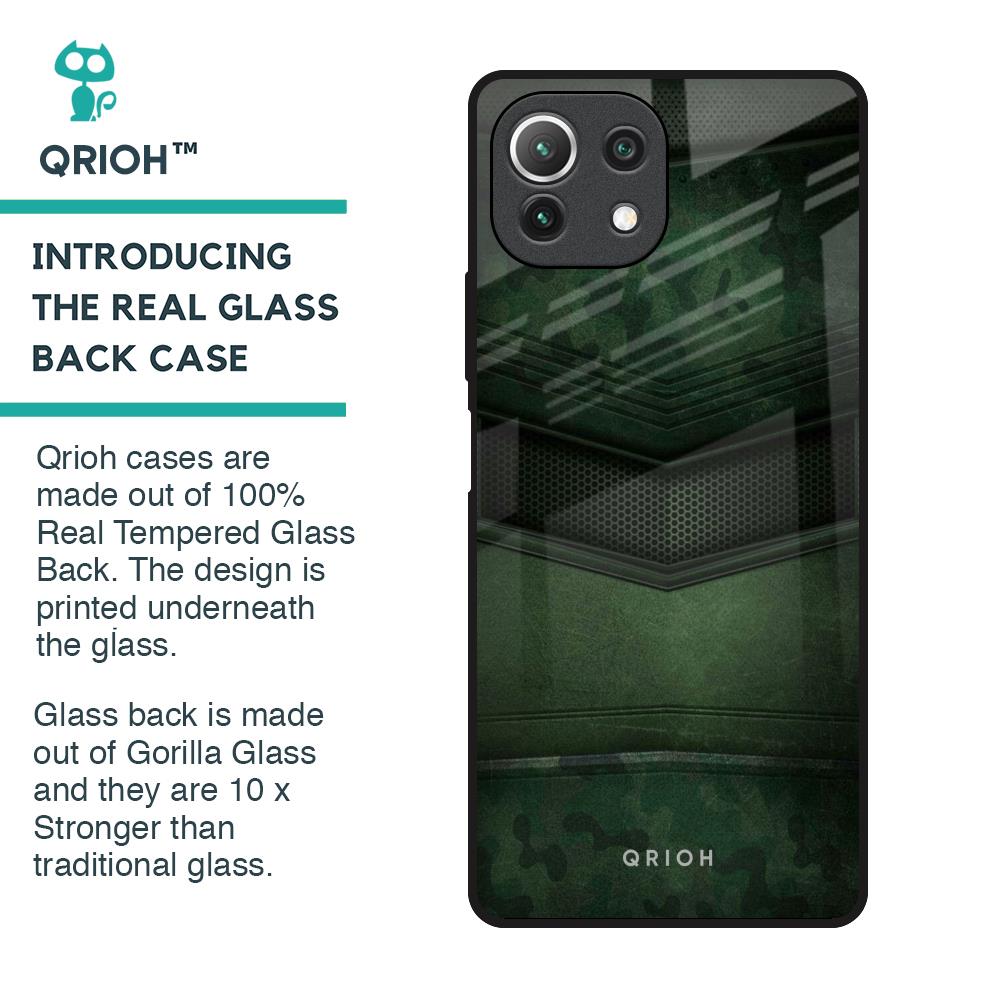 Green Leather Glass Case for Mi 11 Lite NE 5G