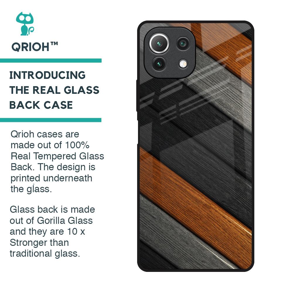 Tri Color Wood Glass Case for Mi 11 Lite NE 5G