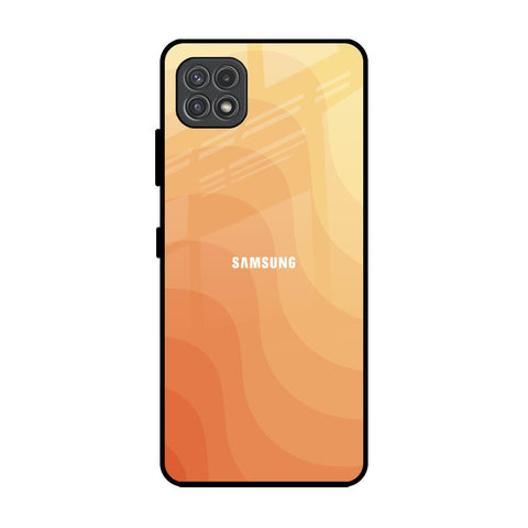Orange Curve Pattern Samsung Galaxy F42 5G Glass Back Cover Online
