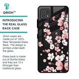 Black Cherry Blossom Glass Case for Samsung Galaxy F42 5G