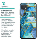 Turquoise Geometrical Marble Glass Case for Samsung Galaxy F42 5G