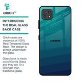 Green Triangle Pattern Glass Case for Samsung Galaxy F42 5G