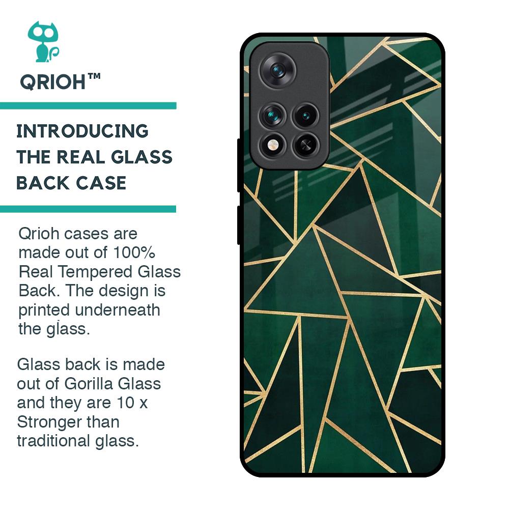 Abstract Green Glass Case For Mi 11i HyperCharge