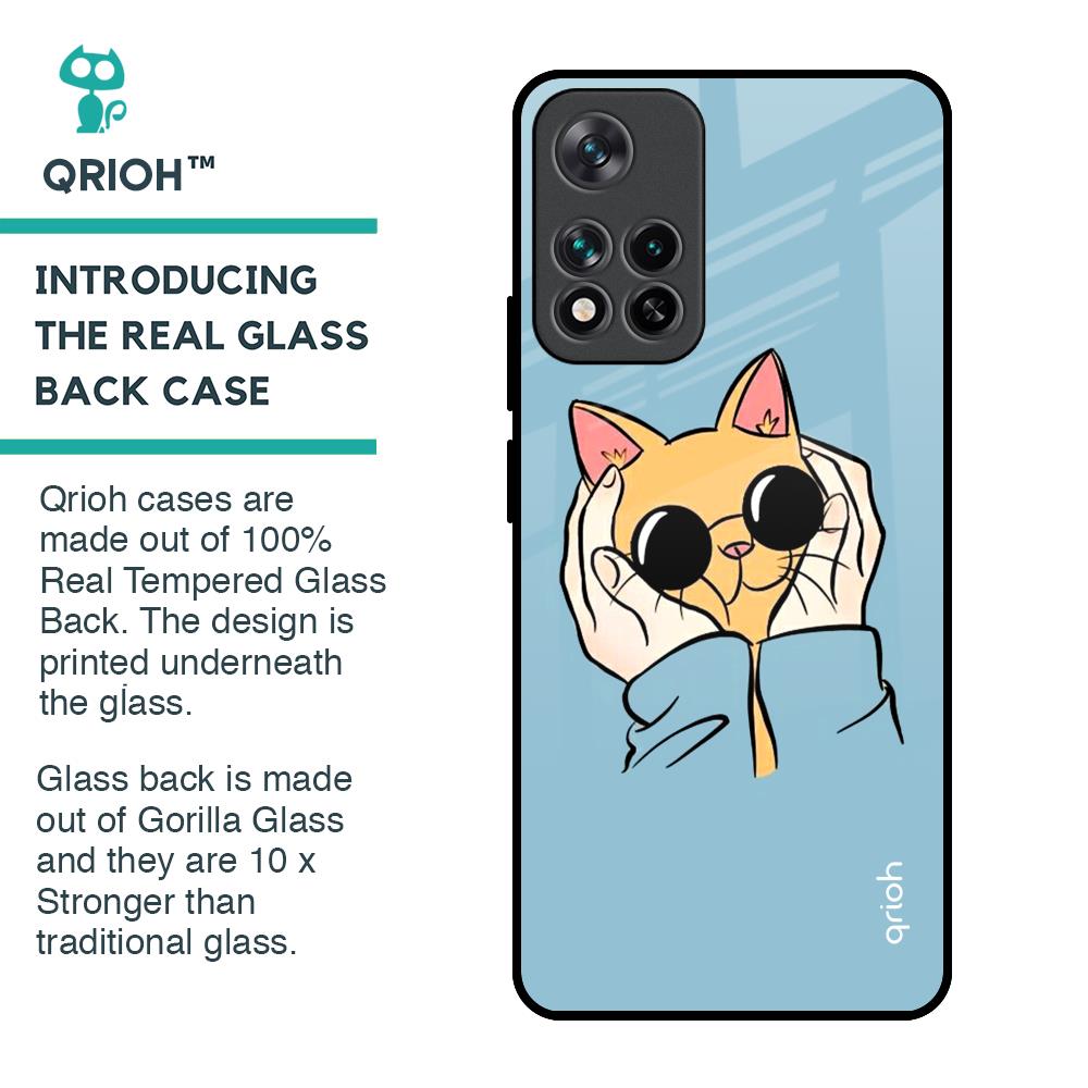 Adorable Cute Kitty Glass Case For Mi 11i HyperCharge