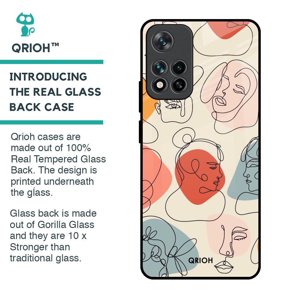 Abstract Faces Glass Case for Mi 11i HyperCharge