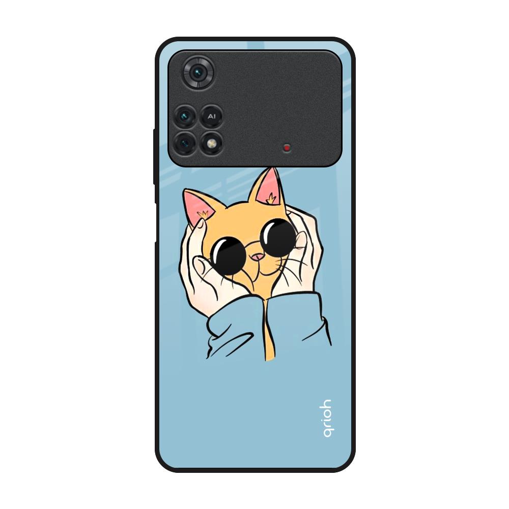 Adorable Cute Kitty Poco M4 Pro Glass Back Cover Online