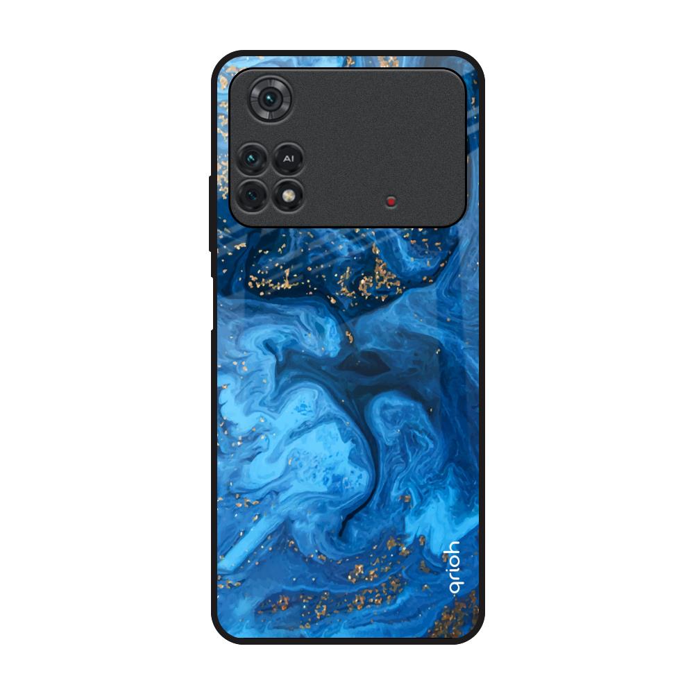 Gold Sprinkle Poco M4 Pro Glass Back Cover Online