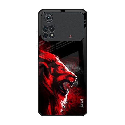 Red Angry Lion Poco M4 Pro Glass Back Cover Online