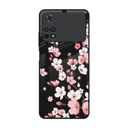 Black Cherry Blossom Poco M4 Pro Glass Back Cover Online
