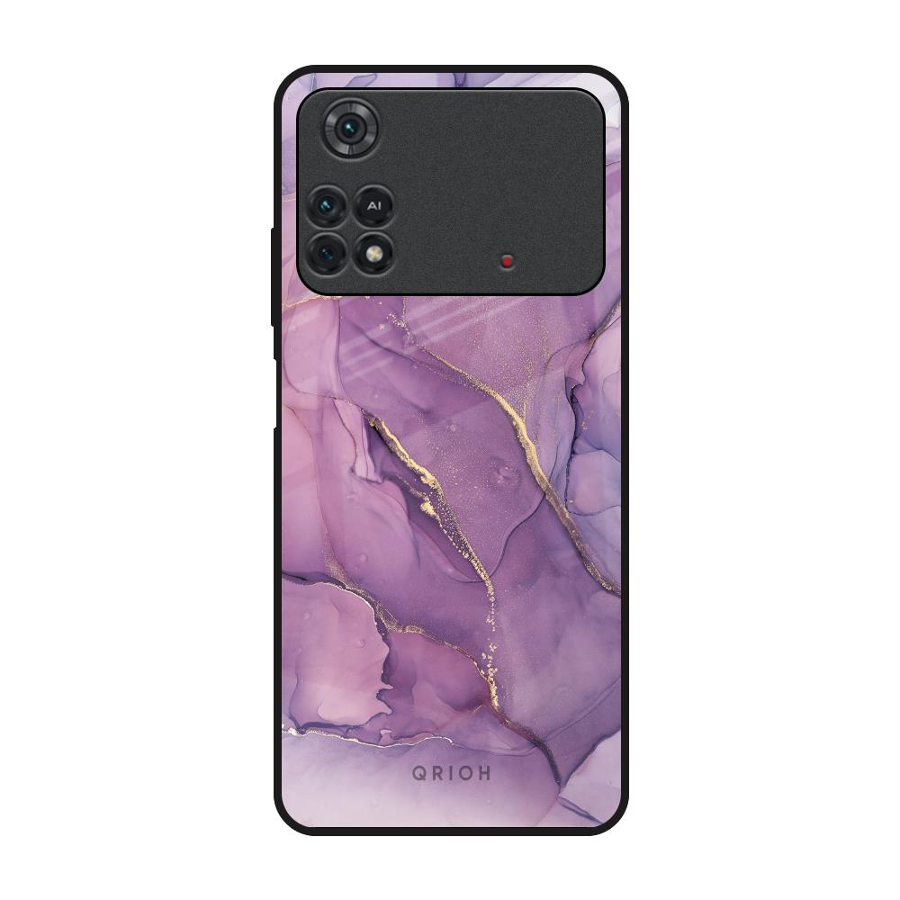 Purple Gold Marble Poco M4 Pro Glass Back Cover Online