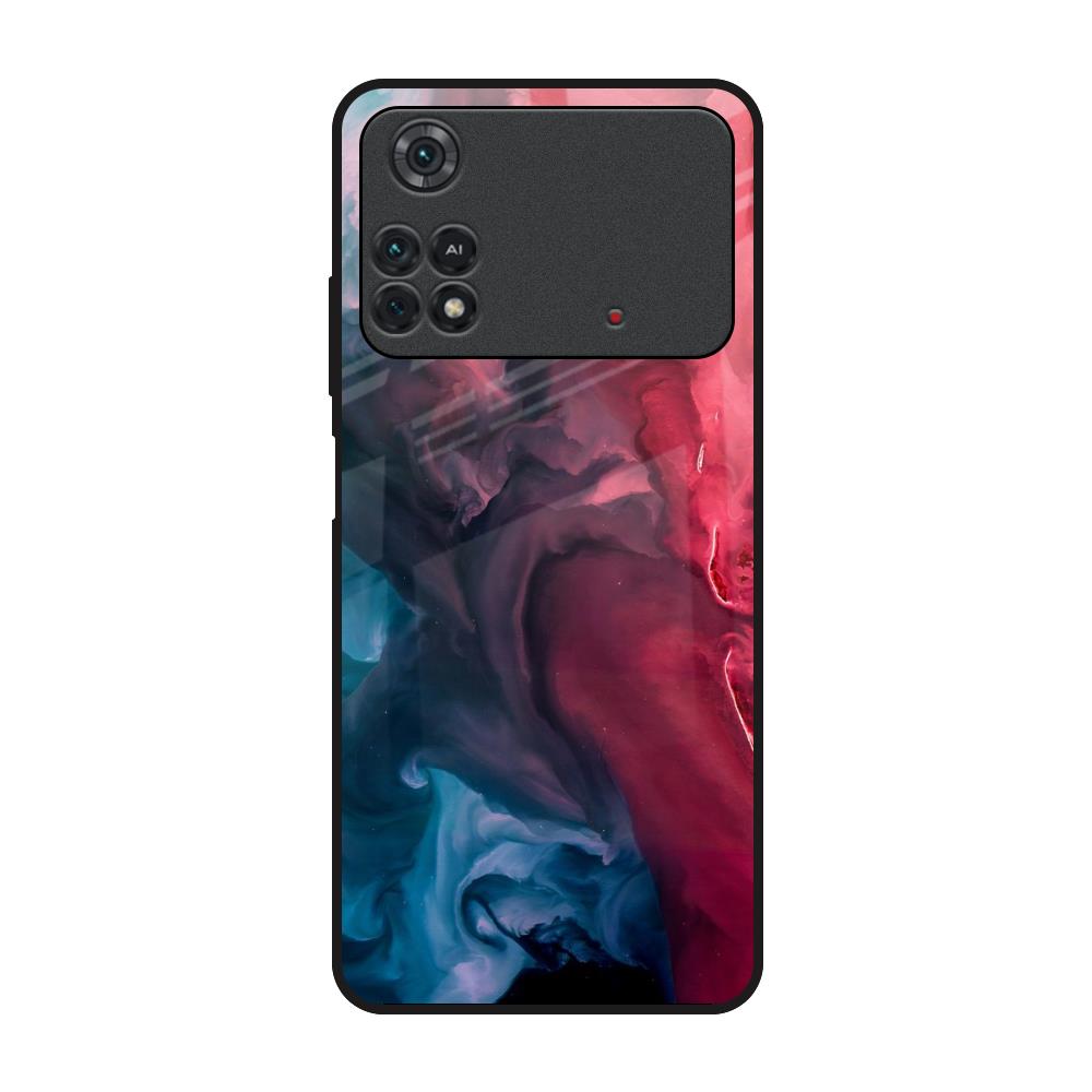 Blue & Red Smoke Poco M4 Pro Glass Back Cover Online