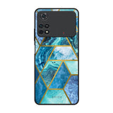 Turquoise Geometrical Marble Poco M4 Pro Glass Back Cover Online