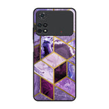 Purple Rhombus Marble Poco M4 Pro Glass Back Cover Online