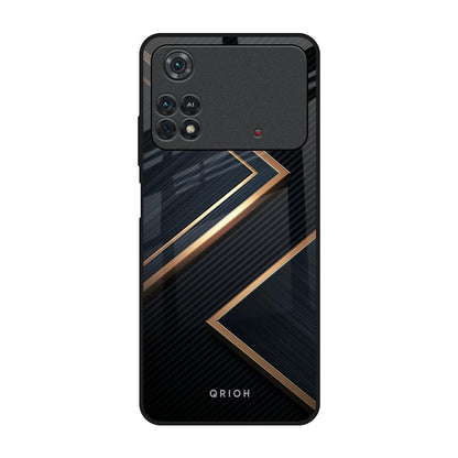 Sleek Golden & Navy Poco M4 Pro Glass Back Cover Online