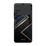 Sleek Golden & Navy Poco M4 Pro Glass Back Cover Online